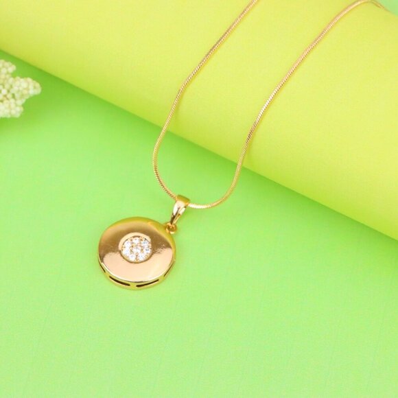 "Rose Gold Round Pendant with Center CZ Stones – Elegant Finish, XPPT1203 - Picture 11 of 13